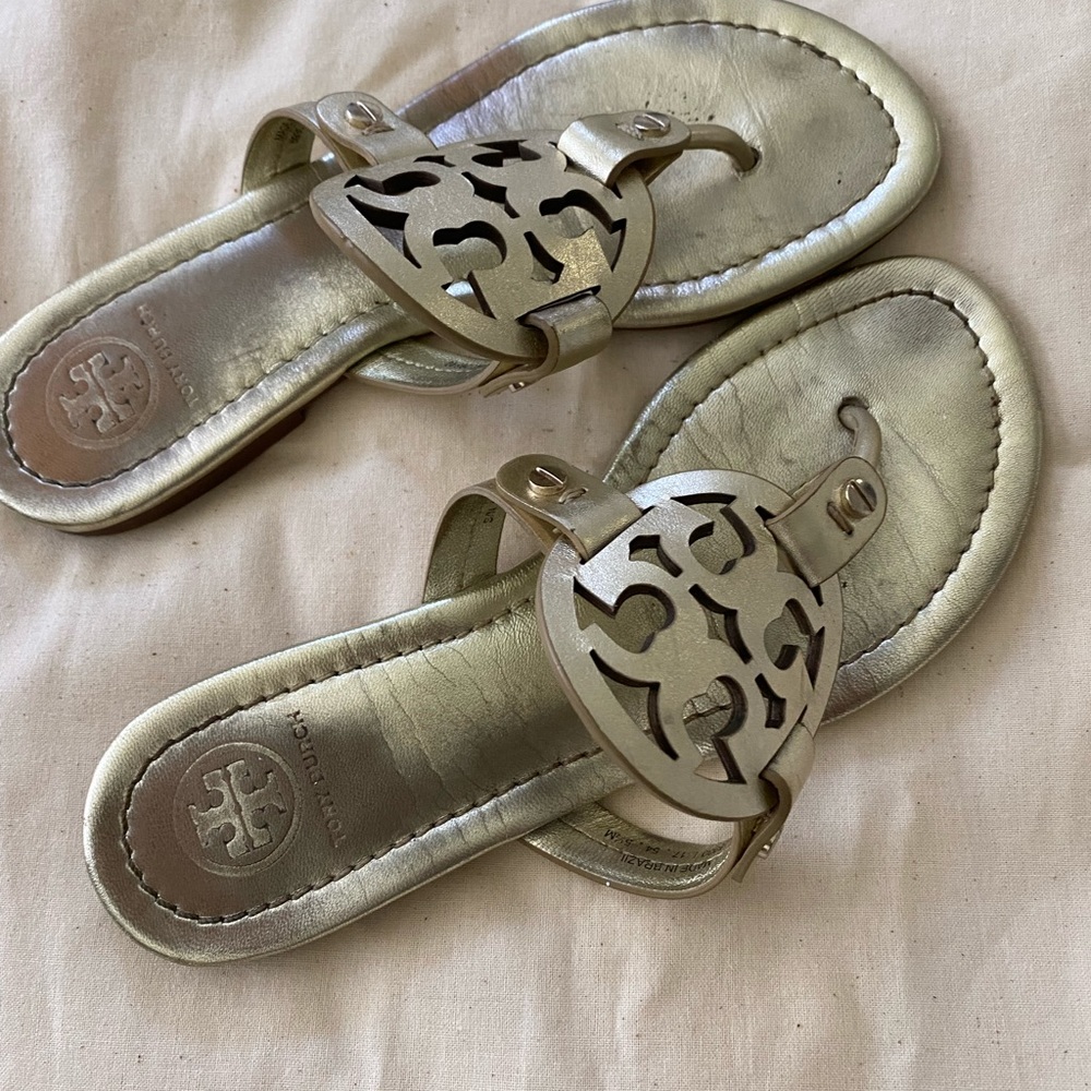 Tory Burch light gold Miller sandals 5.5